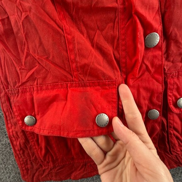 Barbour International Avonmouth Waxed Jacket Women Full Zip Red Size 4 USA Lined - Picture 15 of 16